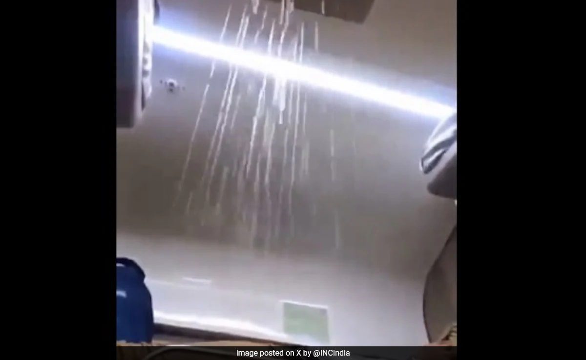 "waterfall For Passengers": Congress' Jab Over Water Leakage Inside Train