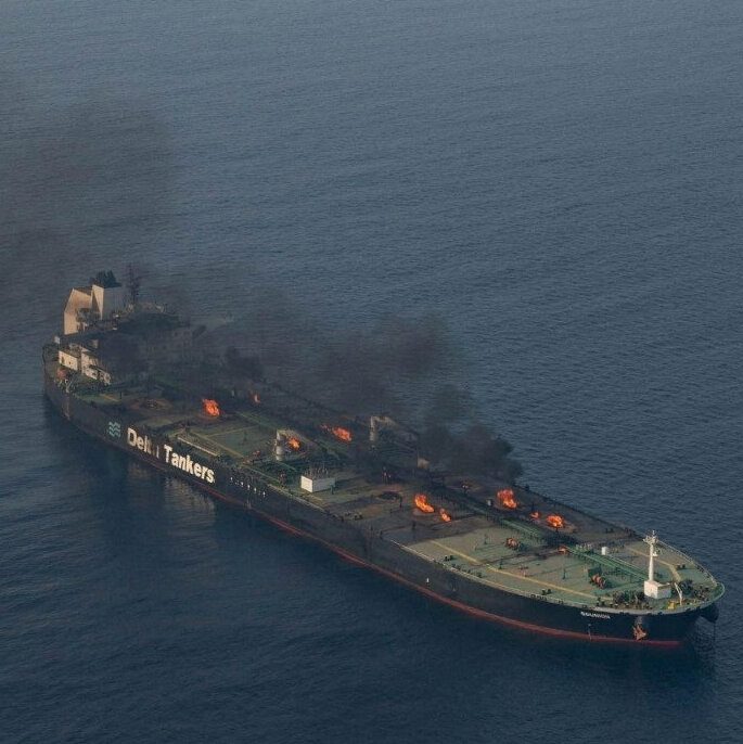 Burning Oil Tanker In Red Sea Is Towed To Safety