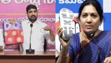 Congress Leader's Shoe Reply To Brs Leader's Saree Jab At Defector Mlas
