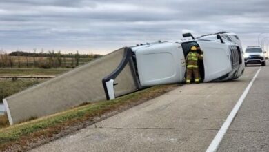 High Winds Cause Semi Rollover On Highway 10 East Of Regina
