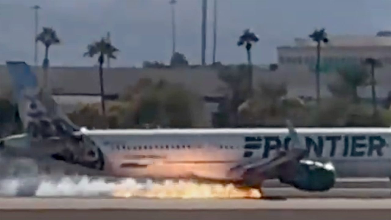 Frontier Airlines Plane Has Fiery Landing At Las Vegas Airport
