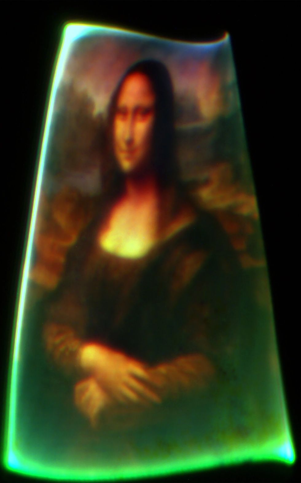 A warped projection of the Mona Lisa.