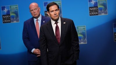 United States Secretary of State Marco Rubio speaks with journalists during a meeting of NATO foreign ministers in Helsingborg, Sweden. (AFP)