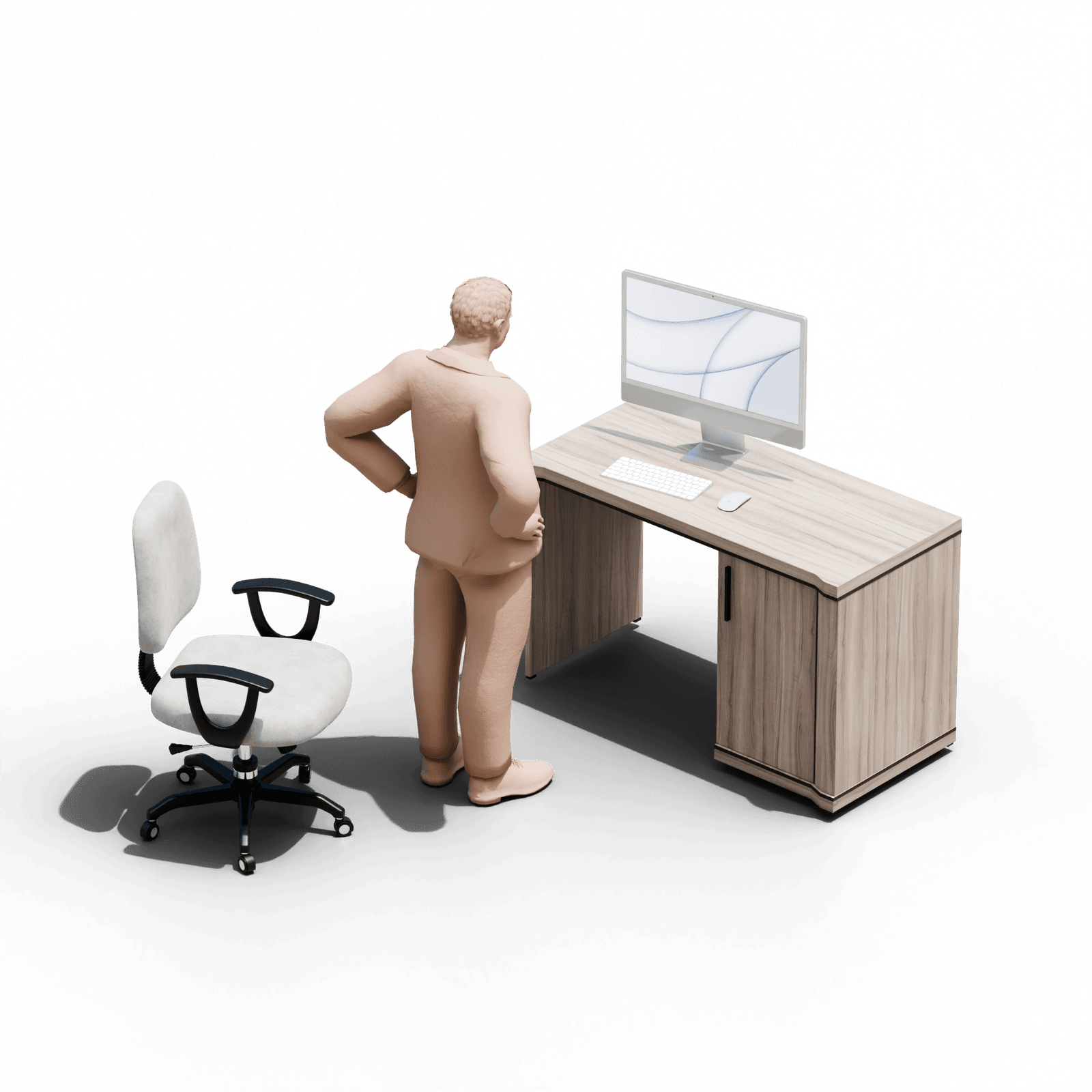 Image may contain Furniture Table Desk Chair Person Back Body Part Computer Computer Hardware and Computer Keyboard