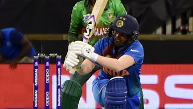 Deepti Sharma batting for India against Bangladesh in Perth in 2020, archive photograph