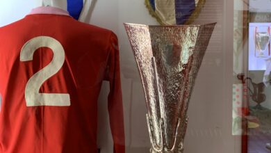 The UEFA Europa League trophy on display