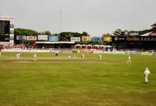 The cricket ground and pavilion at Sinhalese Sports Club in Colombo Sri Lanka