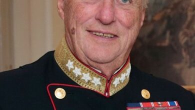 King Harald V of Norway wearing ceremonial military dress