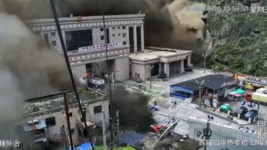 Authentic CCTV frame showing floodwater and debris entering Gyirong Port on the Nepal Tibet border