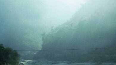 Archive 2018 photograph of the Trishuli River between hills in Nepal; not the current rescue operation