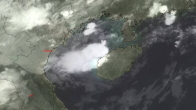 Satellite image of Tropical Depression Narra over the Gulf of Tonkin and southern China