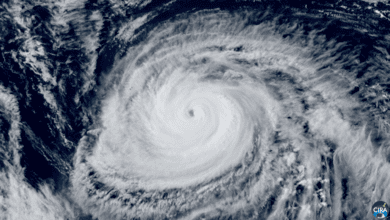 Satellite view of Typhoon Saudel over the western Pacific on August 24, 2026