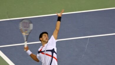 Novak Djokovic competing at the US Open tennis championships