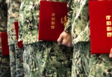 South Korean Marines holding red folders during the Ssang Yong military exercise