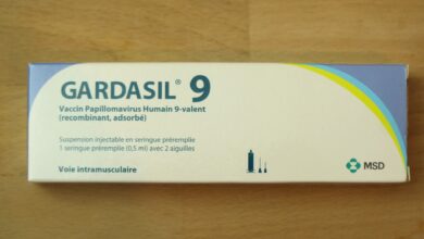 Box of Gardasil 9 HPV vaccine packaging