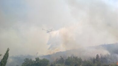 A Croatian Canadair CL-415 drops water during an earlier wildfire response near Dubrovnik.