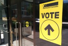 Archive Elections Canada polling-station sign, not from the August 2026 by-elections