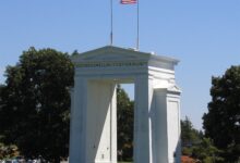 Peace Arch at the Canada–United States border, archive photograph