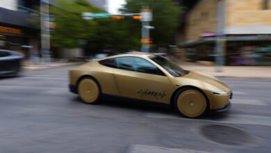 A Tesla Cybercab operating during its public deployment in Austin, Texas