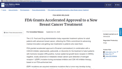 Screenshot of the FDA announcement granting accelerated approval to Etcamah for advanced breast cancer