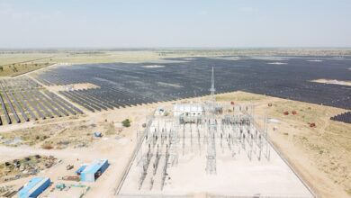 Solar panels at the Bhadla solar power complex in Rajasthan