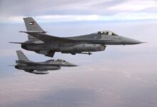 Two Royal Jordanian Air Force F-16 aircraft in a 2014 archive photograph