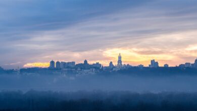 Archive skyline view of Kyiv, not the September 2026 attack