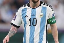 Lionel Messi playing for Argentina at the 2022 FIFA World Cup, archive photograph