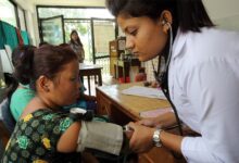 Archive photograph of health care at a temporary health post in Nepal