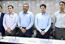 Officials at the government press conference announcing SEMICON India 2026 programming