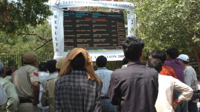 Electronic election-results display at the Election Commission of India office in New Delhi in 2009
